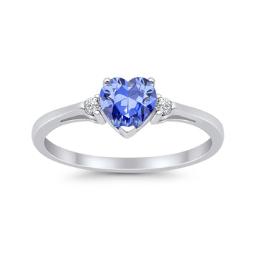 Heart Promise Engagement Ring Simulated Tanzanite CZ 925 Sterling Silver